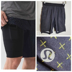 Lululemon T.H.E. Short Luxtreme Liner 9" Cross Me Split Pea Naval Blue Medium